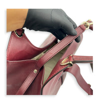 Stirrup Top Handle Bag Red in Calfskin, Gold hardware
