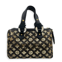 Sequins Eclipse Speedy 28 Black Top Handle Bag in Monogram Coated Canvas, Silver hardware
