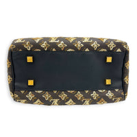 Sequins Eclipse Speedy 28 Black Top Handle Bag in Monogram Coated Canvas, Silver hardware