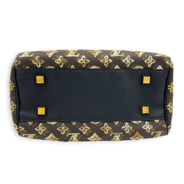 Sequins Eclipse Speedy 28 Black Top Handle Bag in Monogram Coated Canvas, Silver hardware