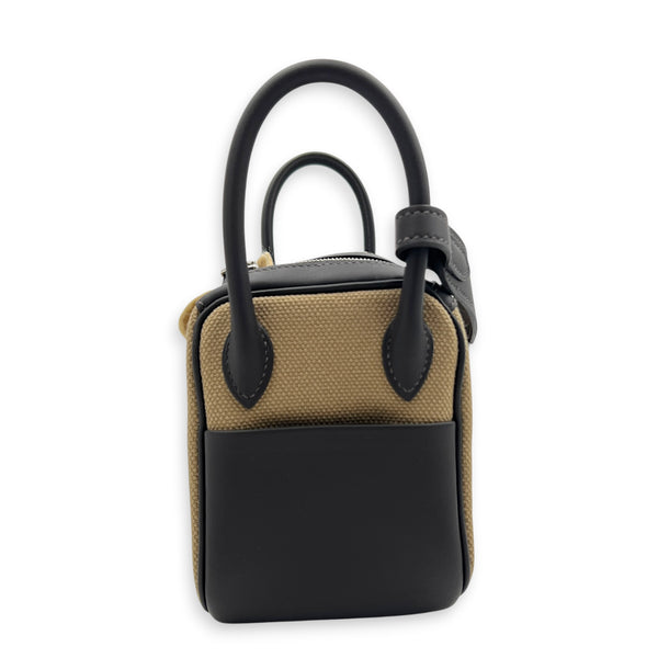 Lindy II Cargo Mini Bai brun/Mousse Shoulder Bag in Swift/Toile Goeland, Palladium hardware