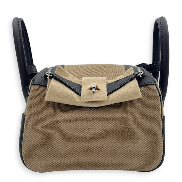 Lindy II Cargo Mini Bai brun/Mousse Shoulder Bag in Swift/Toile Goeland, Palladium hardware