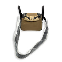 Lindy II Cargo Mini Bai brun/Mousse Shoulder Bag in Swift/Toile Goeland, Palladium hardware