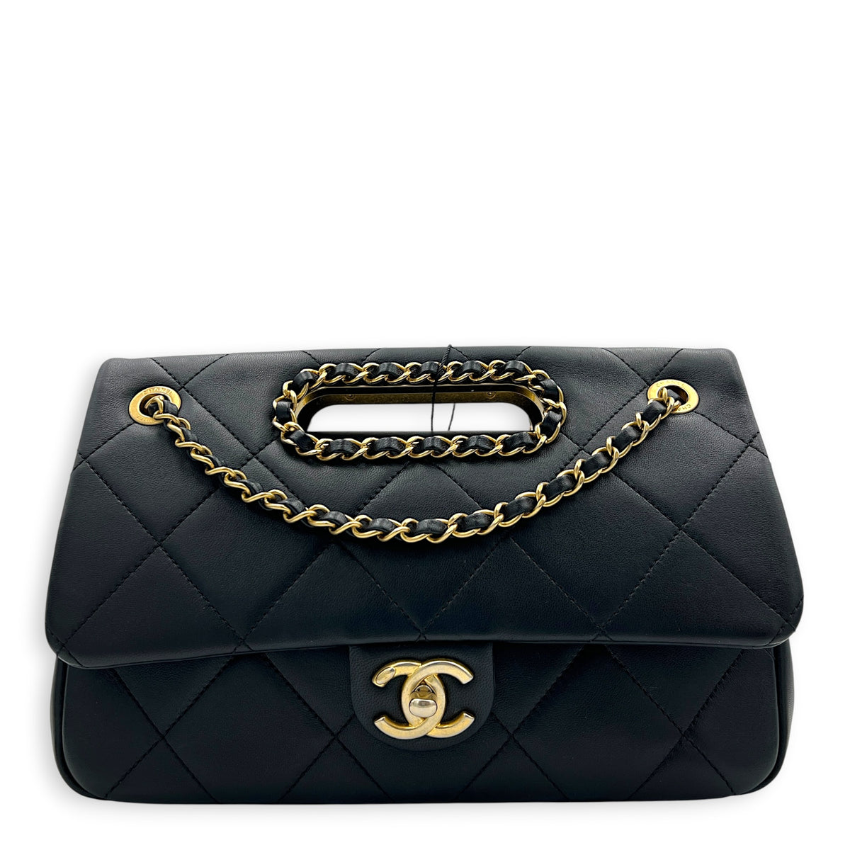 A Real Catch Black Crossbody Bag in Calfskin, Gold hardware
