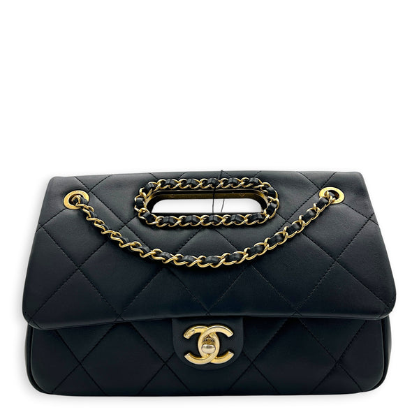 A Real Catch Black Crossbody Bag in Calfskin, Gold hardware