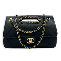 A Real Catch Black Crossbody Bag in Calfskin, Gold hardware
