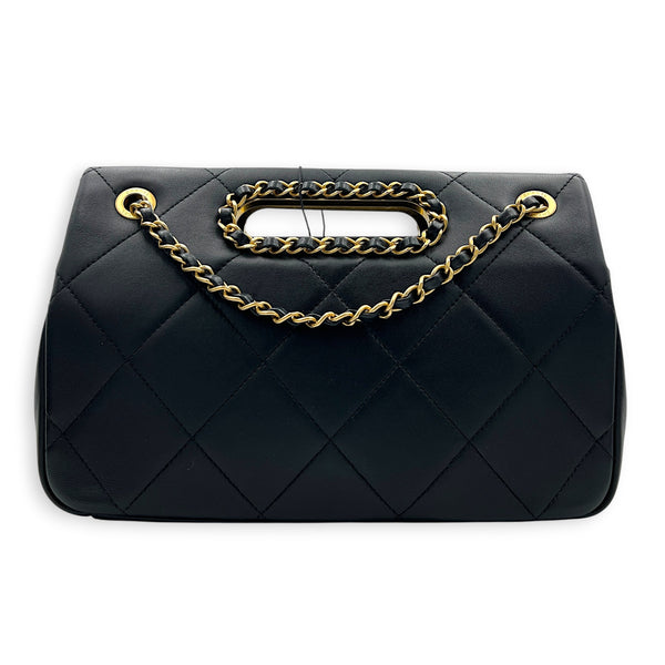 A Real Catch Black Crossbody Bag in Calfskin, Gold hardware