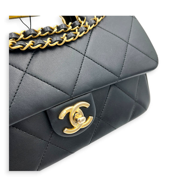 A Real Catch Black Crossbody Bag in Calfskin, Gold hardware