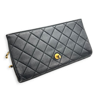 23P Seasonal Quilted Flap Black Shoulder Bag in Calfskin, Gold hardware
