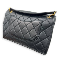 23P Seasonal Quilted Flap Black Shoulder Bag in Calfskin, Gold hardware