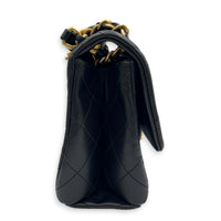 23P Seasonal Quilted Flap Black Shoulder Bag in Calfskin, Gold hardware