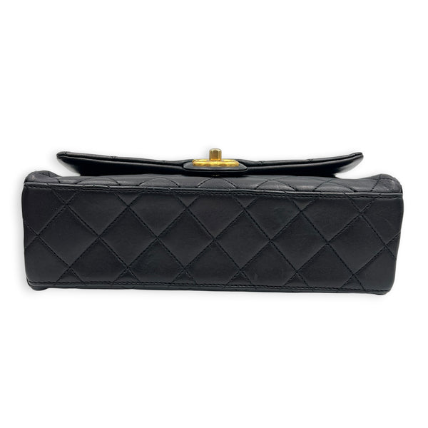 23P Seasonal Quilted Flap Black Shoulder Bag in Calfskin, Gold hardware