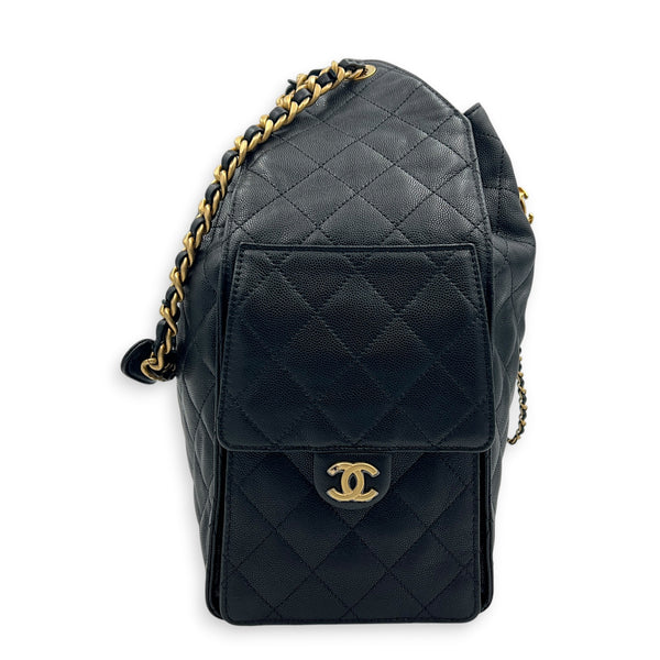 C25 Hobo Medium Black Shoulder Bag in Caviar Leather, Gold hardware