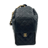 C25 Hobo Medium Black Shoulder Bag in Caviar Leather, Gold hardware