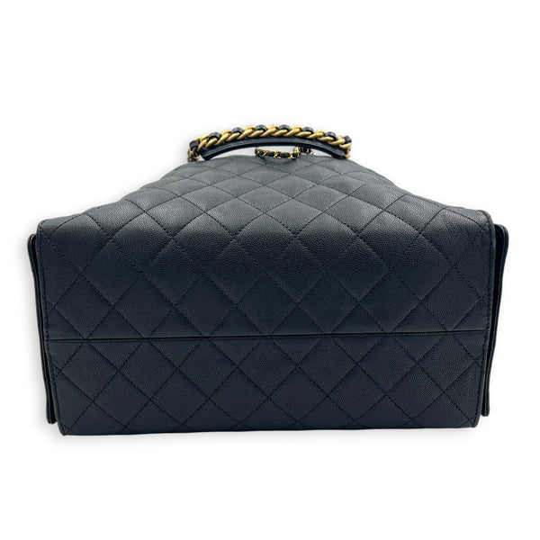 C25 Hobo Medium Black Shoulder Bag in Caviar Leather, Gold hardware