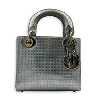 Lady Dior Mini Micro Cannage Top Handle Bag in Patent Leather, Silver hardware