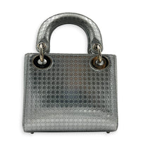 Lady Dior Mini Micro Cannage Top Handle Bag in Patent Leather, Silver hardware
