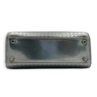 Lady Dior Mini Micro Cannage Top Handle Bag in Patent Leather, Silver hardware