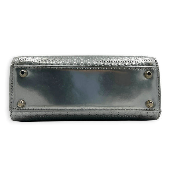 Lady Dior Mini Micro Cannage Top Handle Bag in Patent Leather, Silver hardware