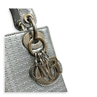Lady Dior Mini Micro Cannage Top Handle Bag in Patent Leather, Silver hardware