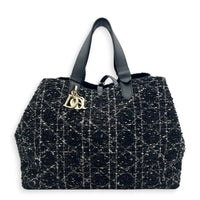 Toujours Black Top Handle Bag in Tweed, Light Gold hardware