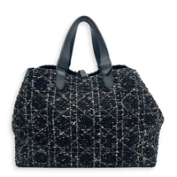 Toujours Black Top Handle Bag in Tweed, Light Gold hardware