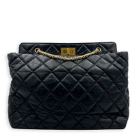 2.55 Black Tote Bag in Calfskin, Gold hardware