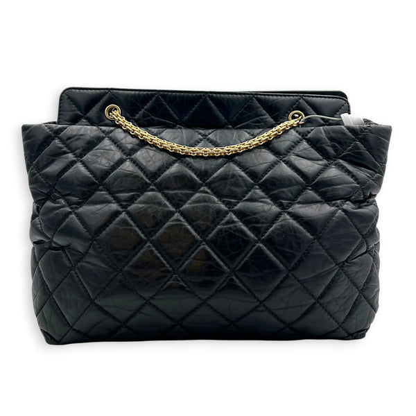 2.55 Black Tote Bag in Calfskin, Gold hardware