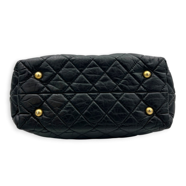 2.55 Black Tote Bag in Calfskin, Gold hardware