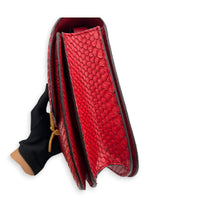 Box Red Crossbody Bag in Python Leather, Gold hardware