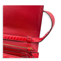 Box Red Crossbody Bag in Python Leather, Gold hardware