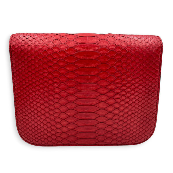 Box Red Crossbody Bag in Python Leather, Gold hardware