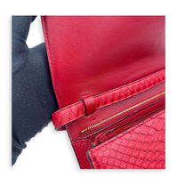 Box Red Crossbody Bag in Python Leather, Gold hardware