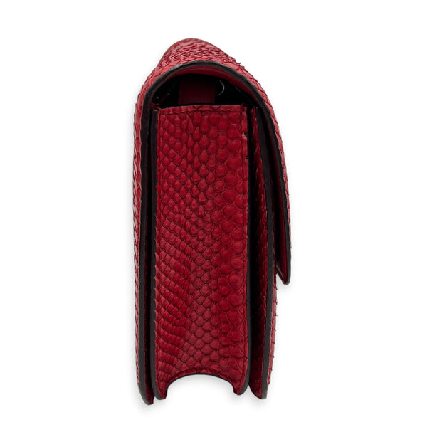 Box Red Crossbody Bag in Python Leather, Gold hardware