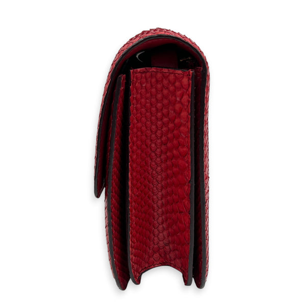 Box Red Crossbody Bag in Python Leather, Gold hardware