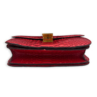 Box Red Crossbody Bag in Python Leather, Gold hardware