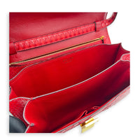 Box Red Crossbody Bag in Python Leather, Gold hardware
