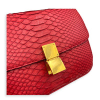 Box Red Crossbody Bag in Python Leather, Gold hardware