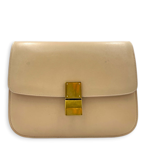 Box Crossbody Bag Beige in Box, Gold hardware