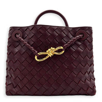 Andiamo Small Red Top Handle Bag in Calfskin, Gold hardware