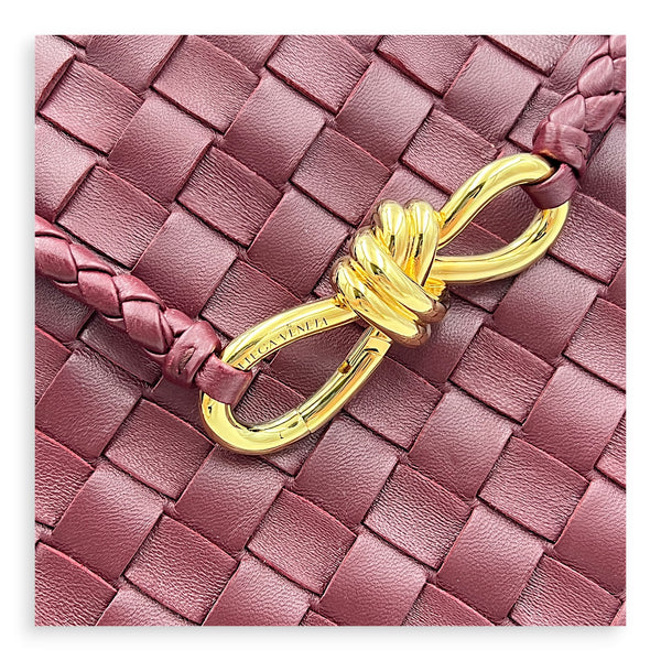 Andiamo Small Red Top Handle Bag in Calfskin, Gold hardware