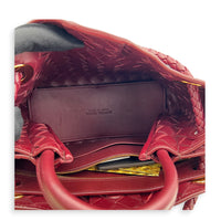 Andiamo Small Red Top Handle Bag in Calfskin, Gold hardware