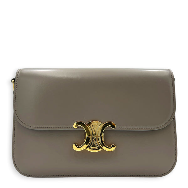 Triomphe Crossbody Bag Grey in Box, Gold hardware