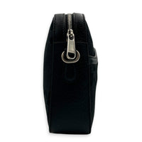 Jumbo GG Black Crossbody Bag in Canvas, Silver hardware
