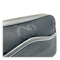 Jumbo GG Black Crossbody Bag in Canvas, Silver hardware