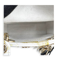Lady Dior Top Handle Bag Micro White in Calfskin, Gold hardware