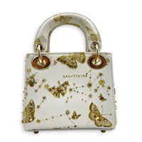 Lady Dior Top Handle Bag Micro White in Calfskin, Gold hardware