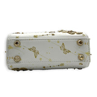 Lady Dior Top Handle Bag Micro White in Calfskin, Gold hardware