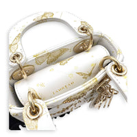 Lady Dior Top Handle Bag Micro White in Calfskin, Gold hardware