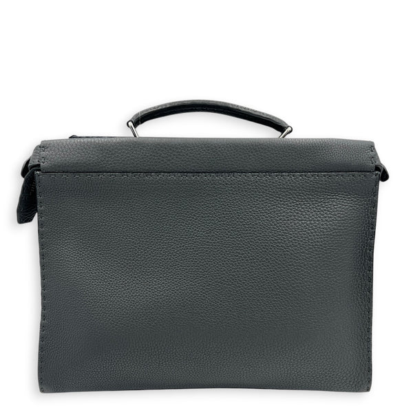 Peekaboo Grey Top Handle Bag in Calfskin, Silver hardware